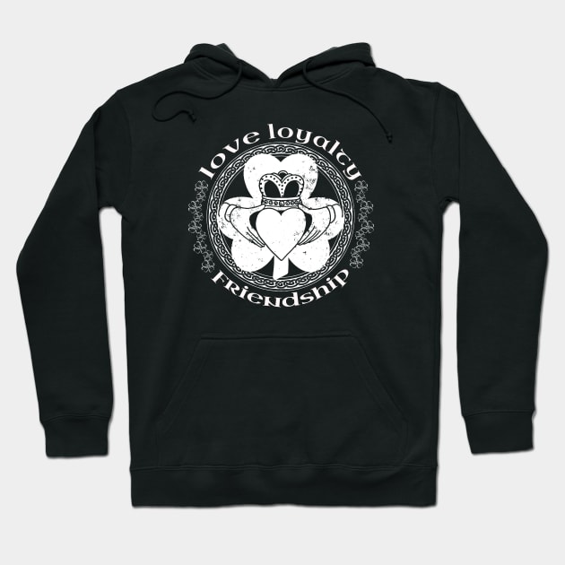 Irish Claddagh Ring Love Loyalty Friendship Shamrock Hoodie by graphicbombdesigns